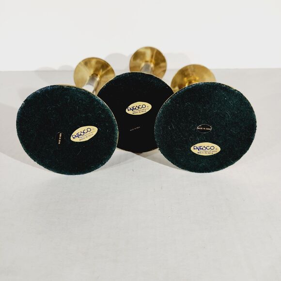 Enesco Graduated Candlestick Taper Candle Holders Metal Brass Stainless Vtg - Picture 6 of 11